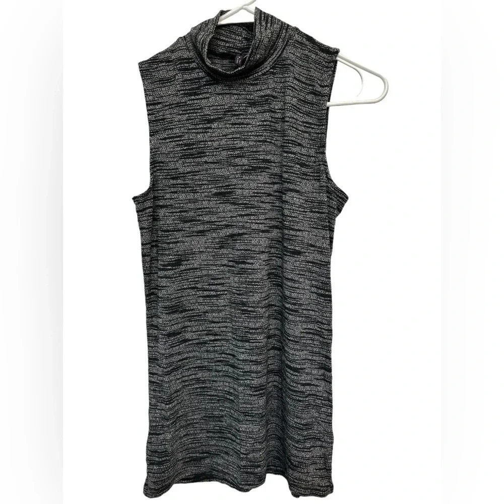 Olivia Sky black and grey knit sleeveless turtleneck tunic top